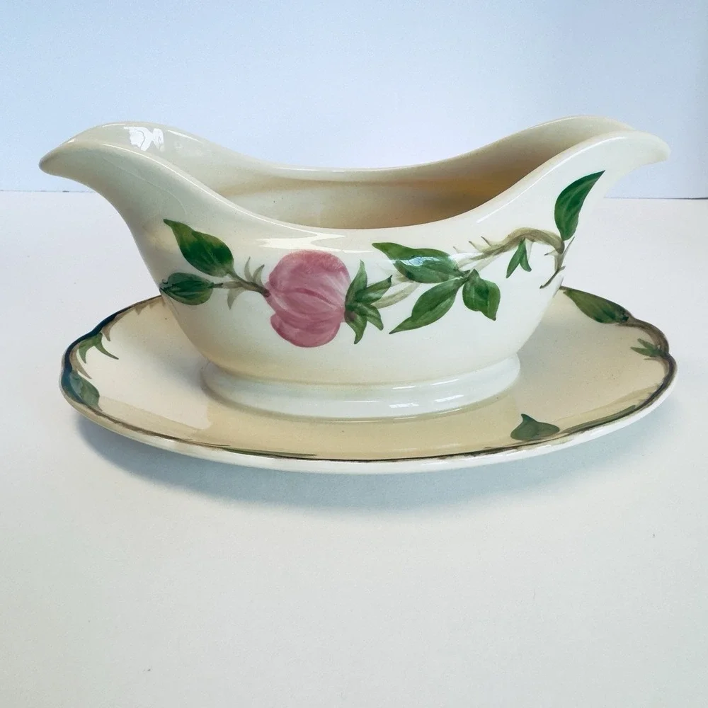 Franciscan Desert Rose Gravy Boat w/ under plate 1949-1953 MARK